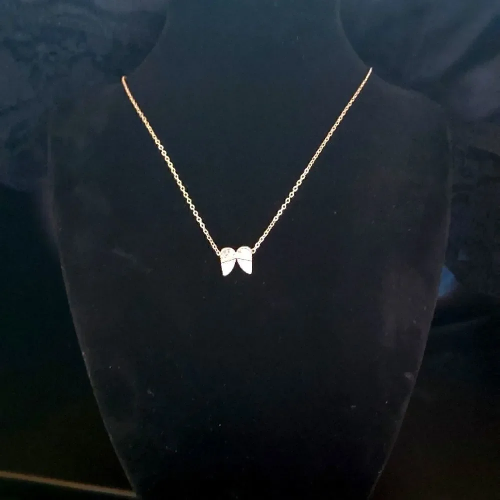 GOLD PLATED GUARDIAN ANGEL WINGS PENDANT NECKLACE WITH INSPIRATIONAL CARD